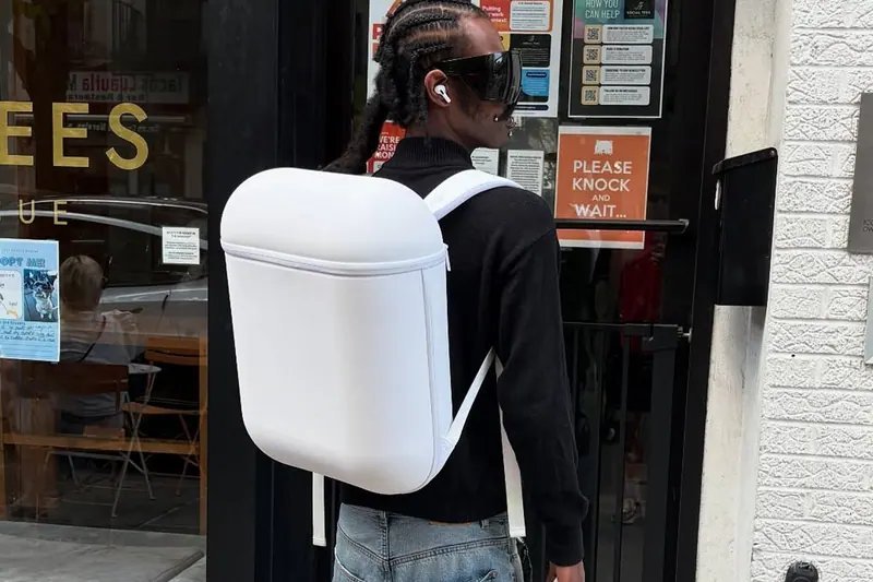 Image from Bravest Studios Scales up Apple’s Iconic AirPods Into the AIRPACK Backpack