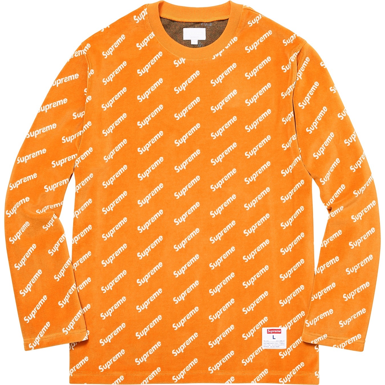Supreme Velour Diagonal Logo L S Top (FW17) - $110