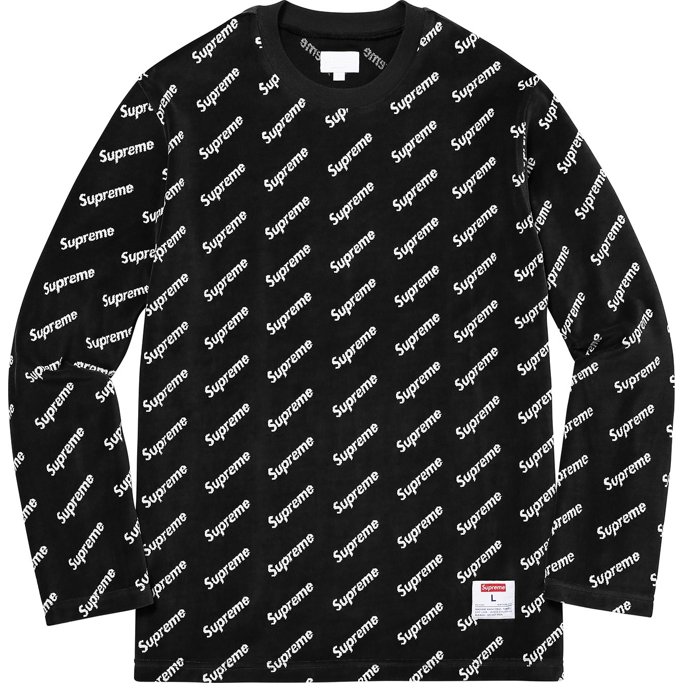 Supreme Velour Diagonal Logo L S Top (FW17) - $110