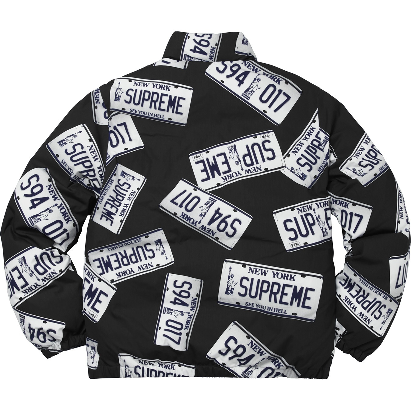 Supreme License Plate Puffy Jacket (FW17) - $348