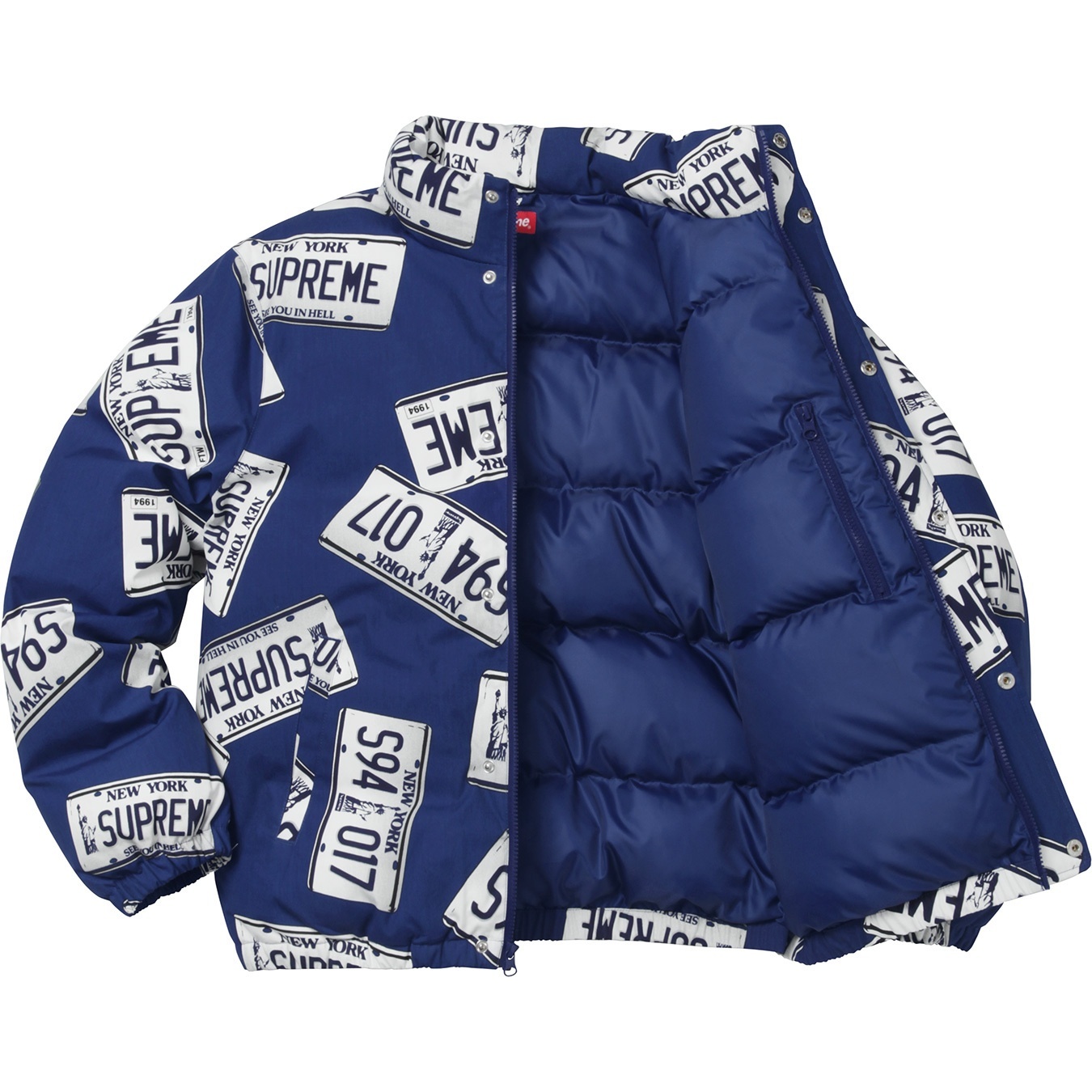 Supreme License Plate Puffy Jacket (FW17) - $348