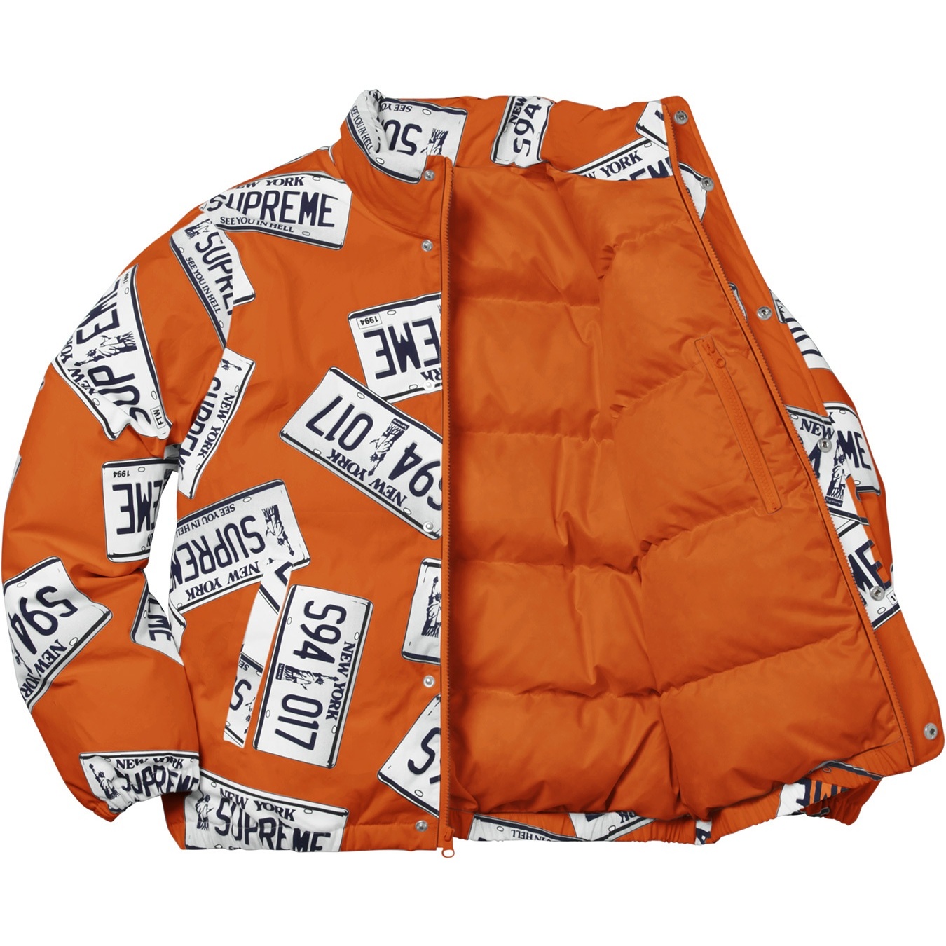 Supreme License Plate Puffy Jacket (FW17) - $348