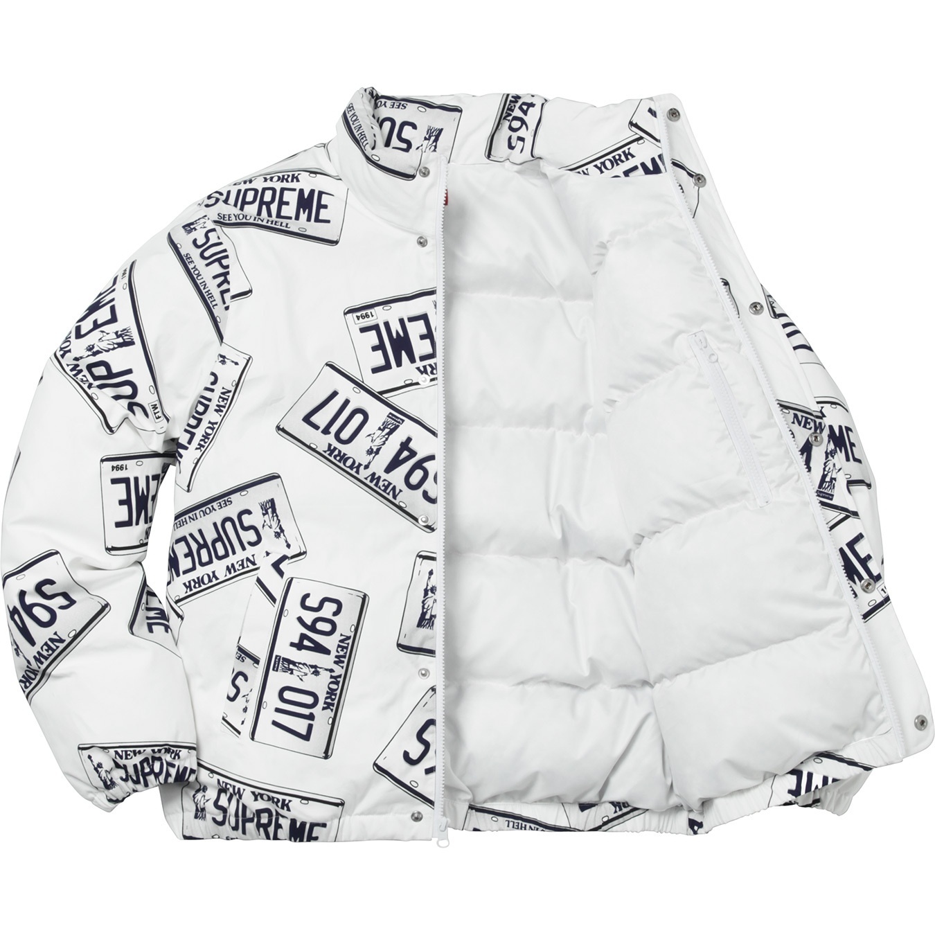 Supreme License Plate Puffy Jacket (FW17) - $348