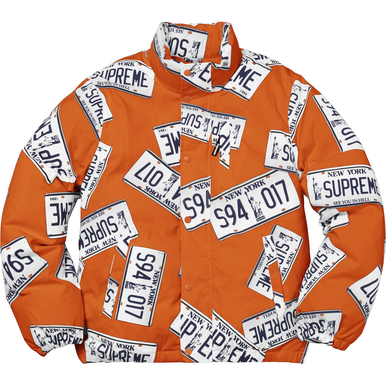 Supreme License Plate Puffy Jacket (FW17) - $348