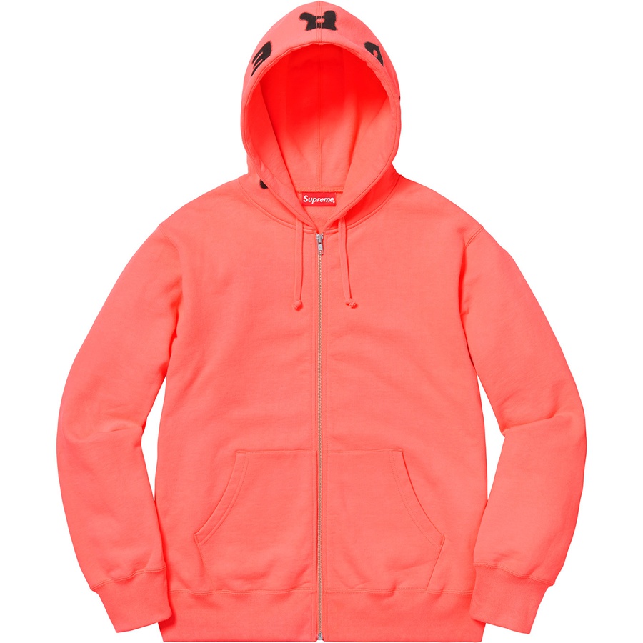 Supreme Bone Zip Up Sweatshirt (FW18) - Fluorescent Pink - $168