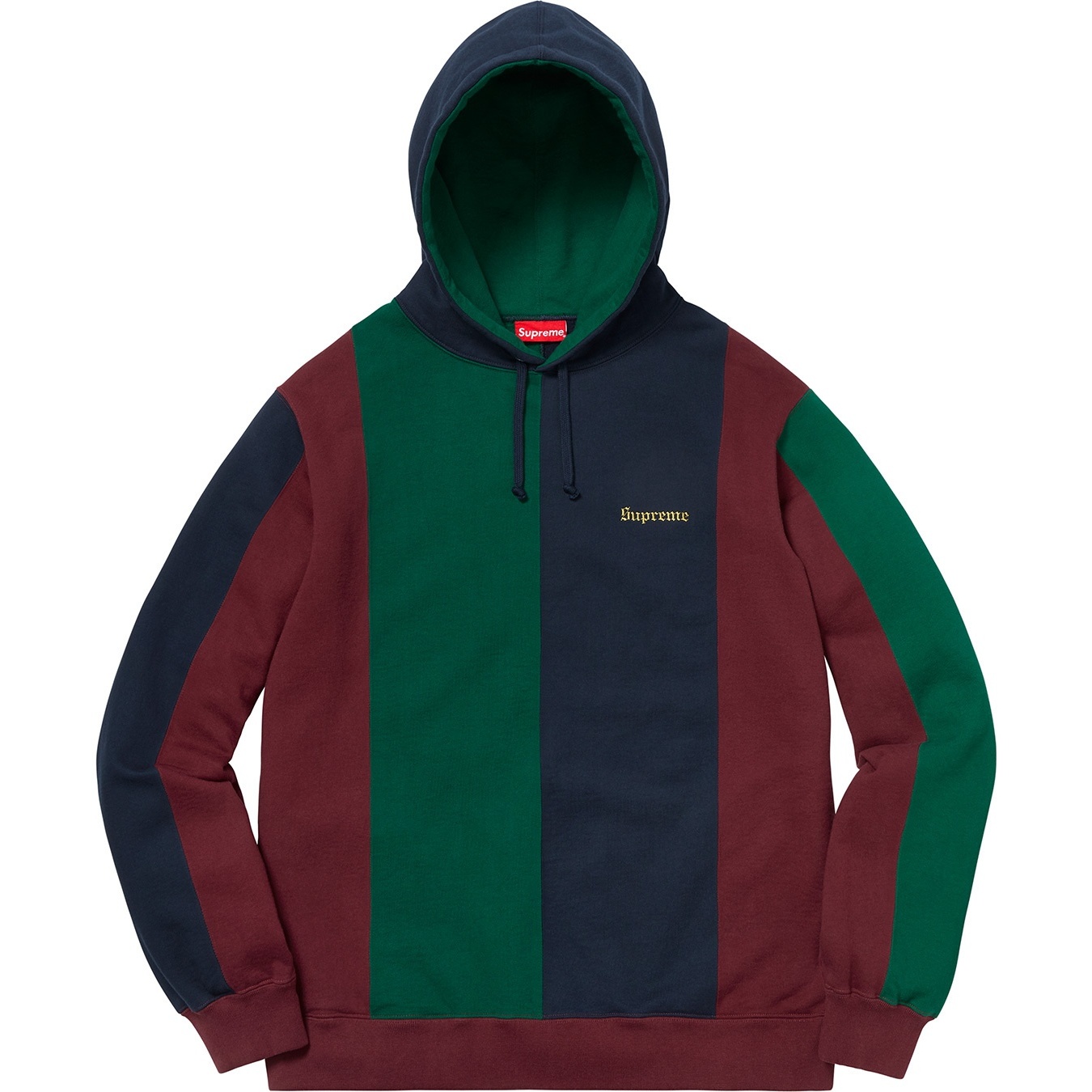 Supreme Tricolor Hooded Sweatshirt (FW18) - Burgundy - $158