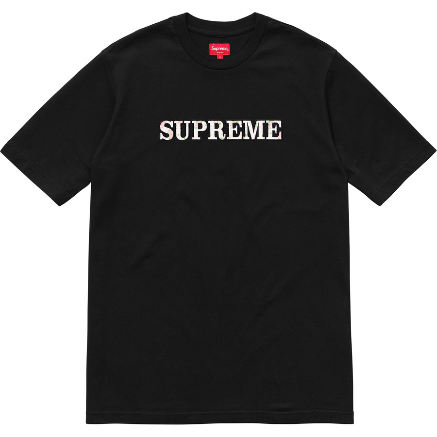 Supreme Floral Logo Tee (FW18) - Black - $78