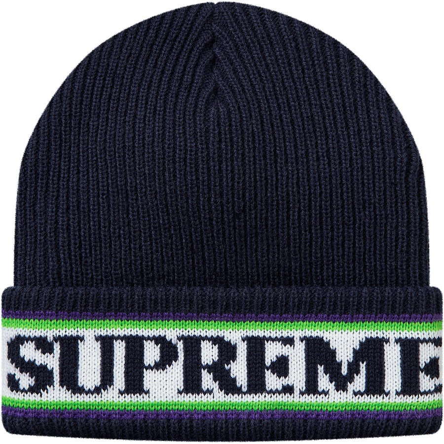 Supreme Cuff Logo Beanie (FW18) - Navy - $32