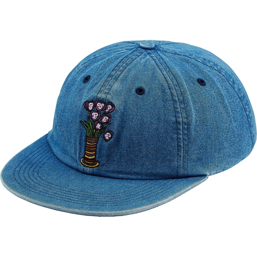 Supreme Flowers 6-Panel (FW18) - Denim - $48