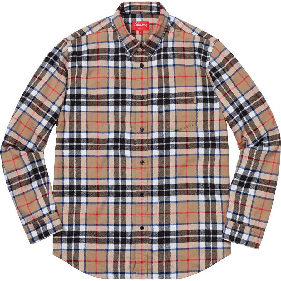 Supreme Tartan L S Flannel Shirt (FW18) - Tan - $128