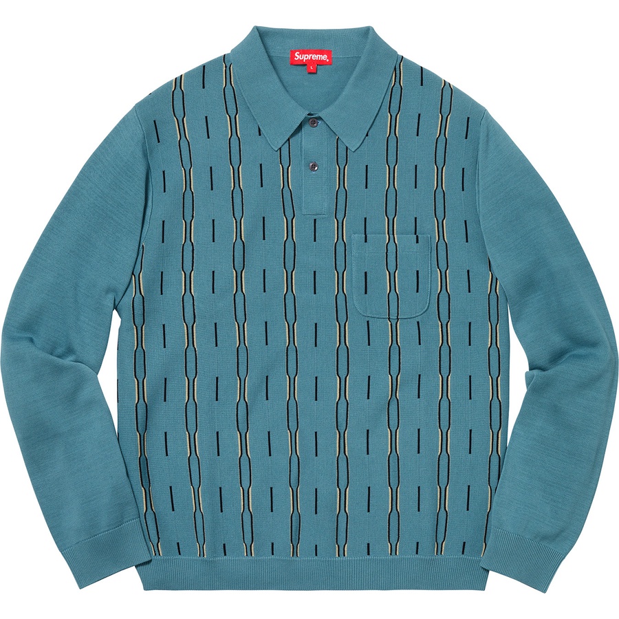 Supreme Vertical Stripe Knit L S Polo (FW18) - Light Blue - $148