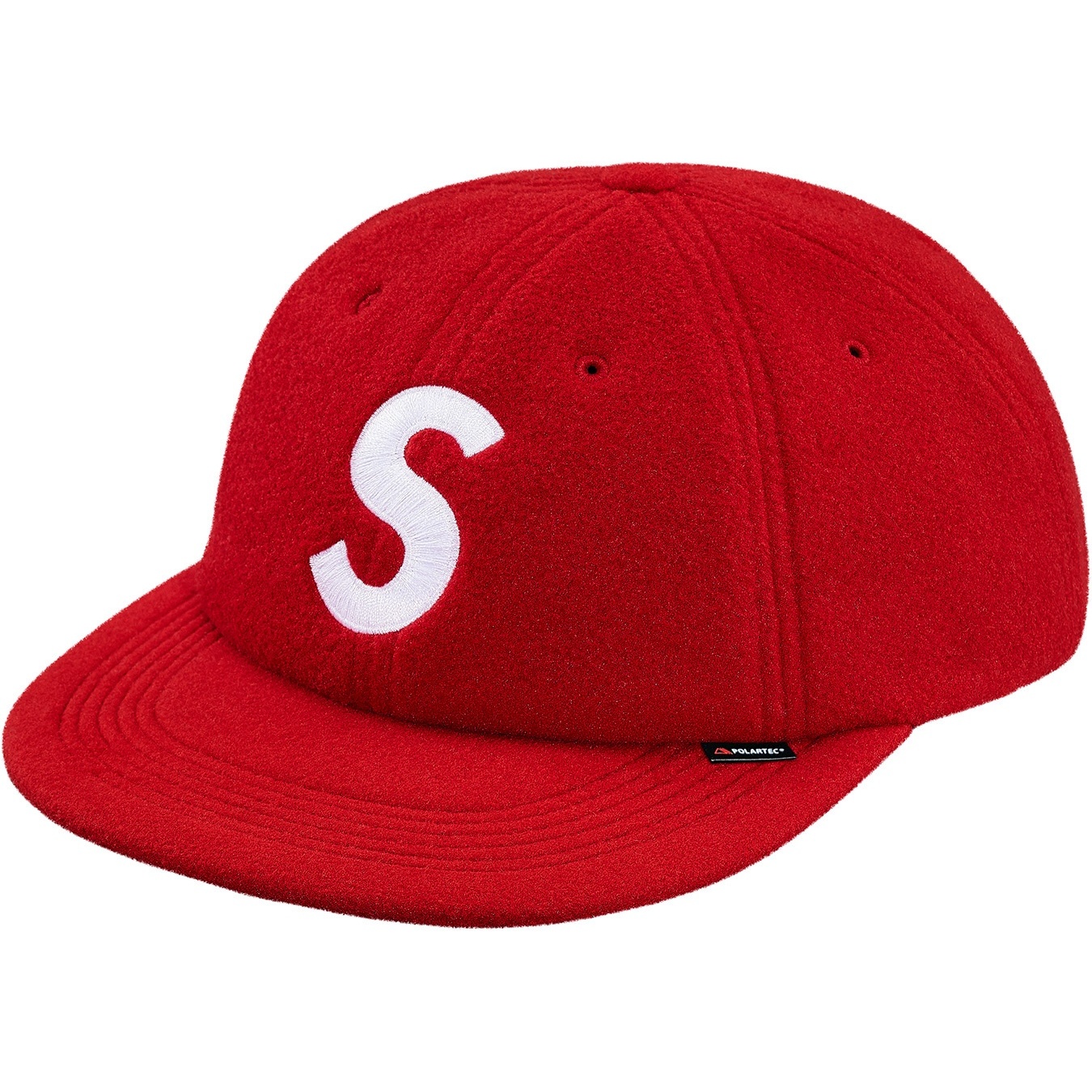 Supreme Polartec S Logo 6-Panel Hat (FW18) - Red - $48