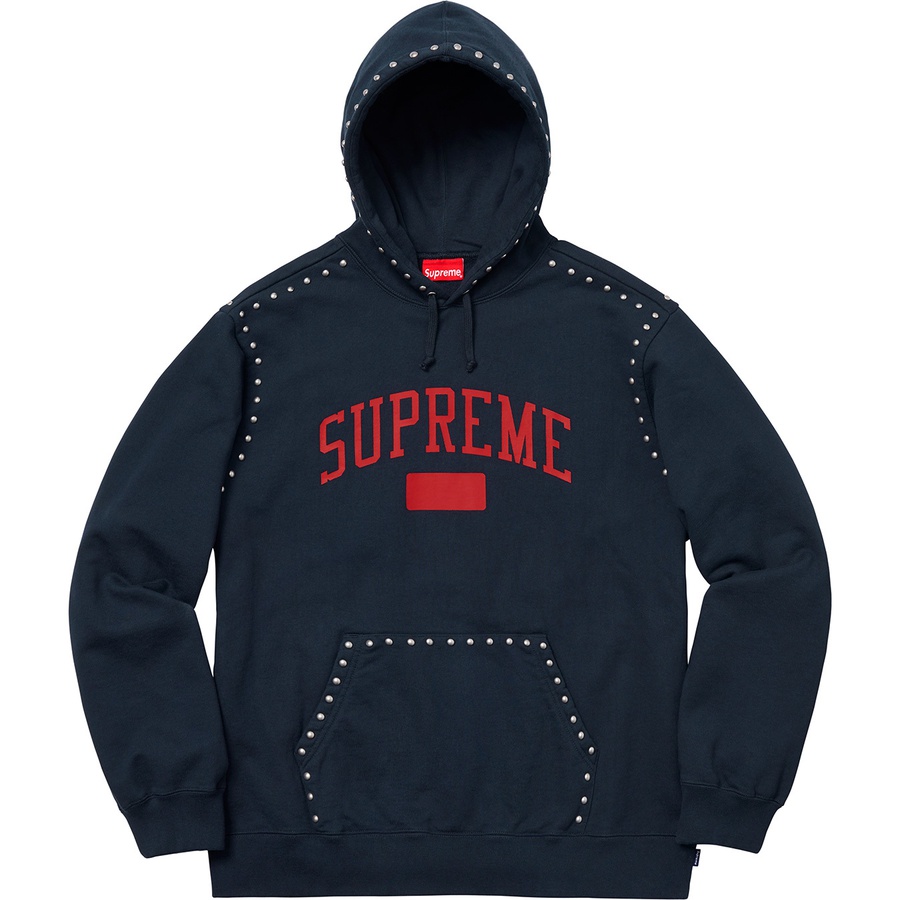 Supreme Studded Hooded Sweatshirt (FW18) - Navy - $178