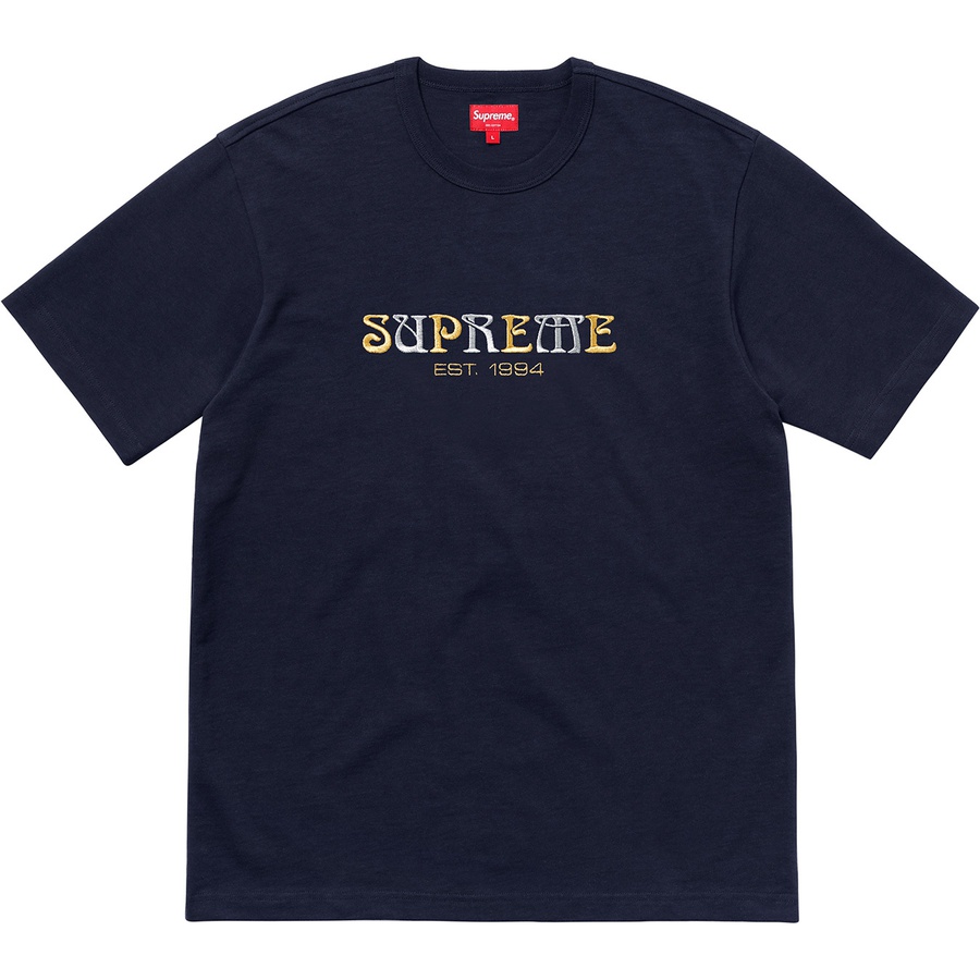 Supreme Nouveau Logo Tee (FW18) - Navy - $78