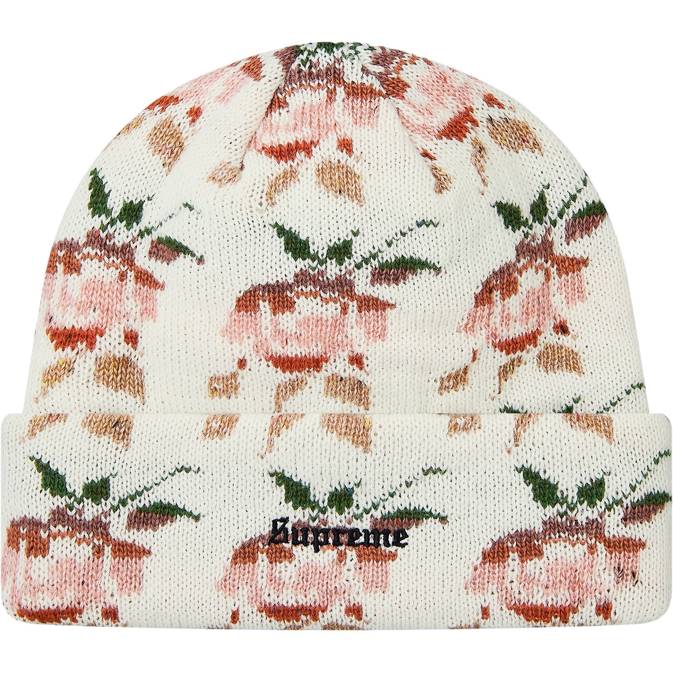 Supreme Rose Jacquard Beanie (FW18) - Natural - $36