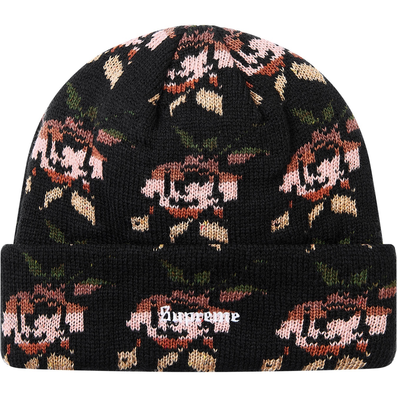 Supreme Rose Jacquard Beanie (FW18) - Black - $36