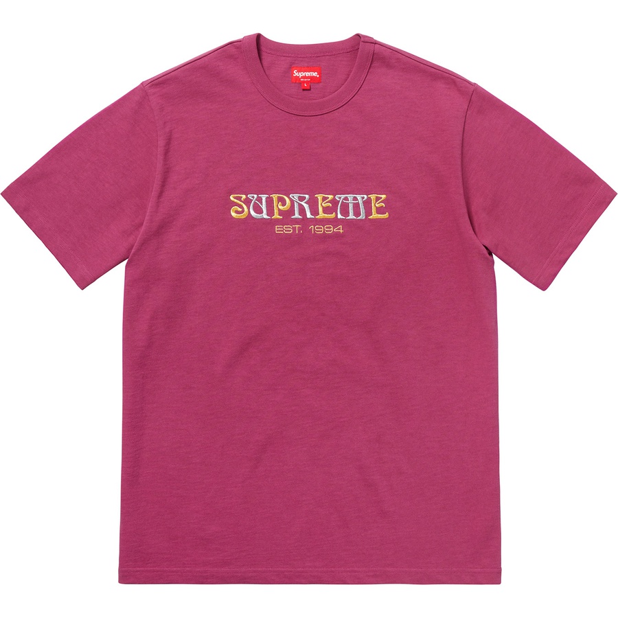 Supreme Nouveau Logo Tee (FW18) - Dark Magenta - $78