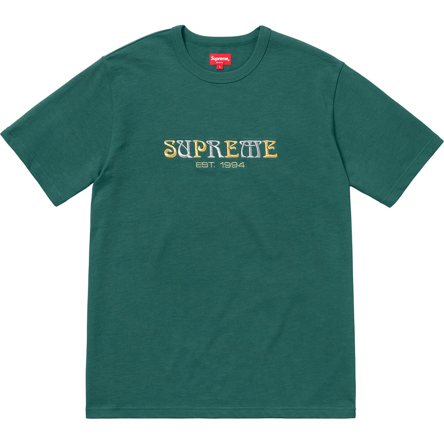 Supreme Nouveau Logo Tee (FW18) - Dark Teal - $78