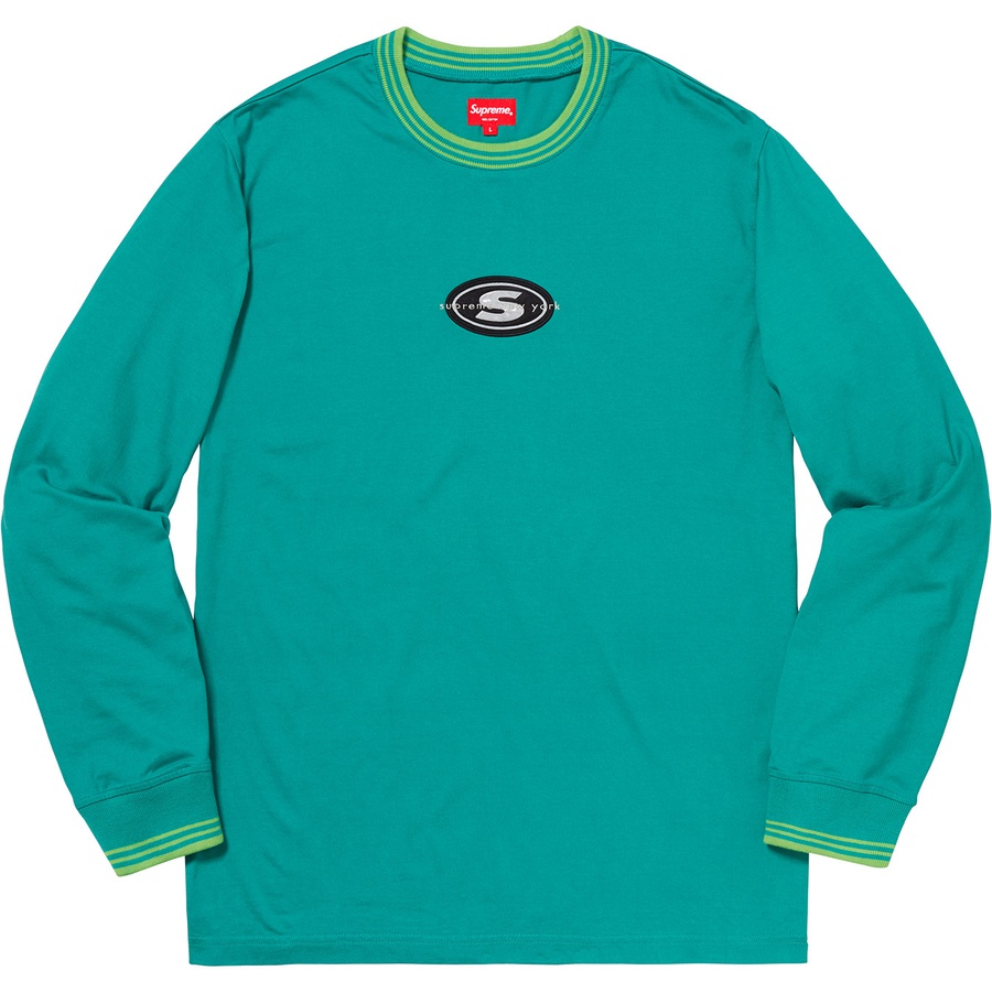 Supreme Striped Rib Logo L S Top (FW18) - Teal - $98
