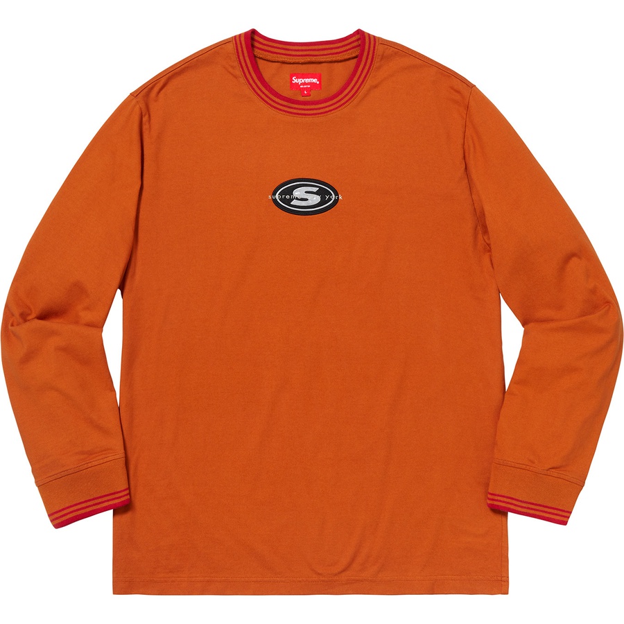 Supreme Striped Rib Logo L S Top (FW18) - Burnt Orange - $98