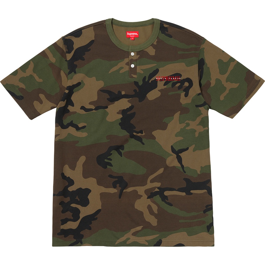 Supreme Pique S S Henley (FW18) - Woodland Camo - $88