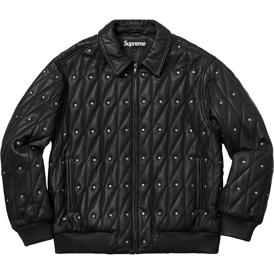 Supreme Quilted Studded Leather Jacket (FW18) - Black - $698