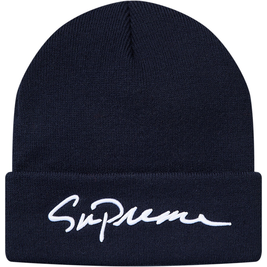 Supreme Classic Script Beanie (FW18) - Navy - $32