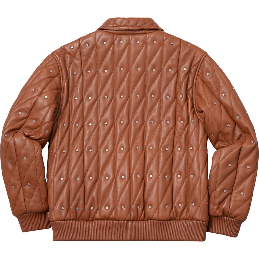 Supreme Quilted Studded Leather Jacket (FW18) - Light Brown - $698
