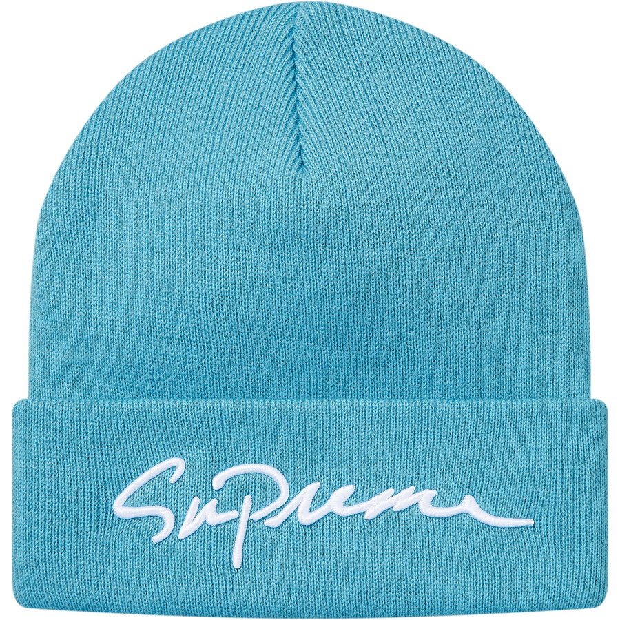Supreme Classic Script Beanie (FW18) - Light Blue - $32