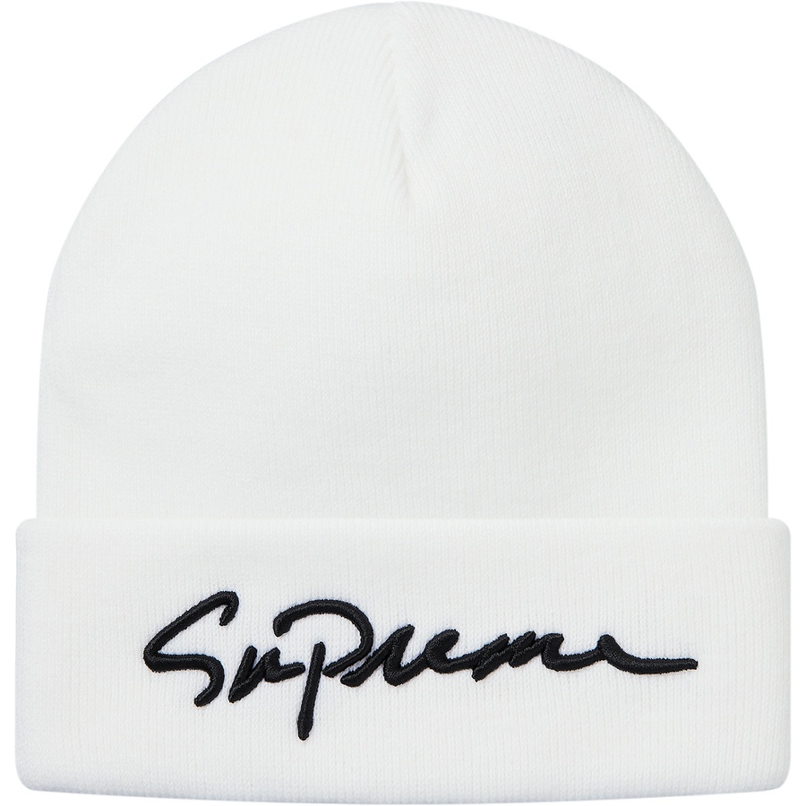 Supreme Classic Script Beanie (FW18) - White - $32
