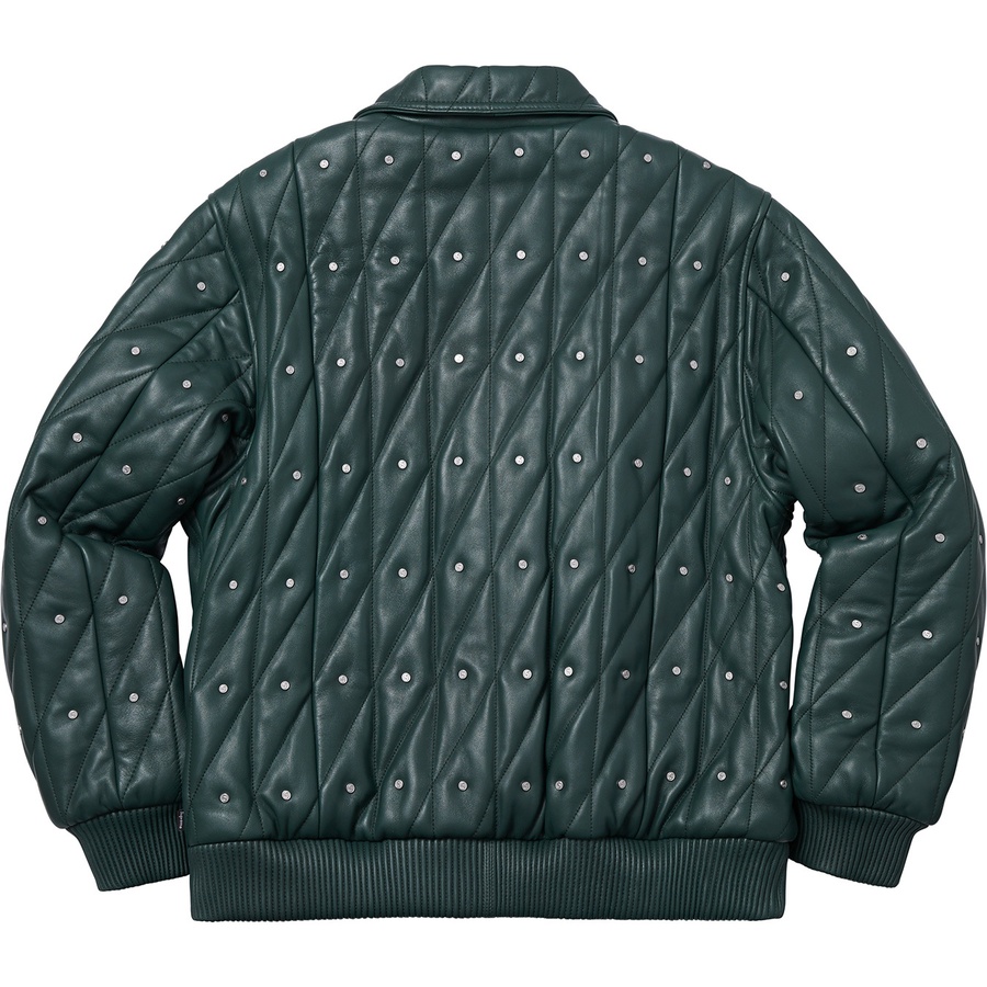 Supreme Quilted Studded Leather Jacket (FW18) - Dark Green - $698