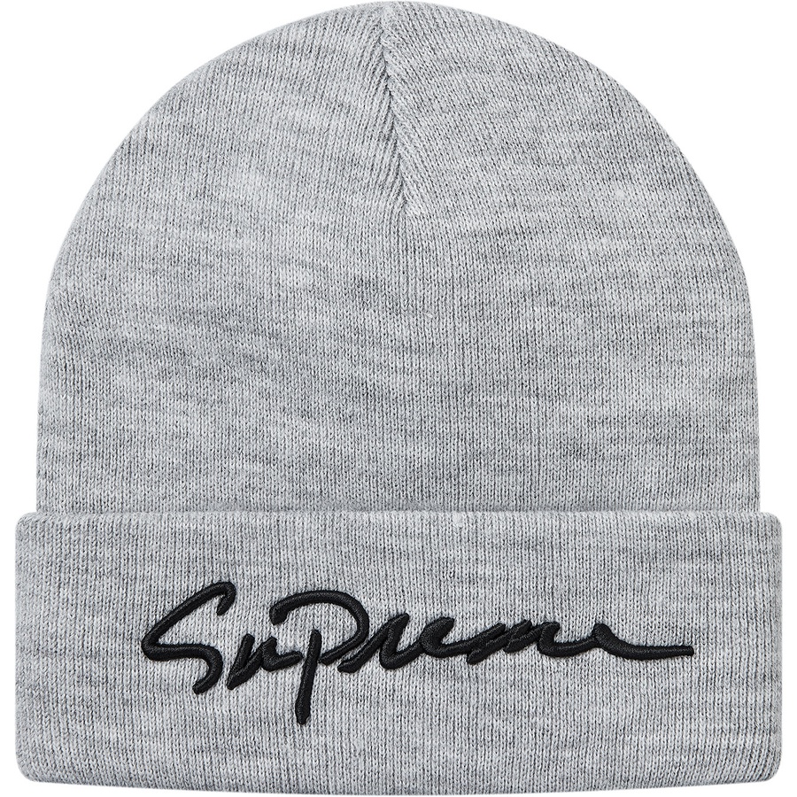 Supreme Classic Script Beanie (FW18) - Heather Grey - $32