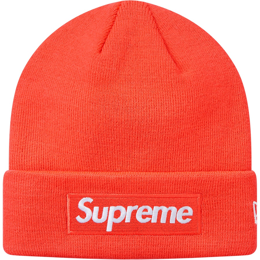 Supreme New Era Box Logo Beanie (FW18) - Bright Coral - $38