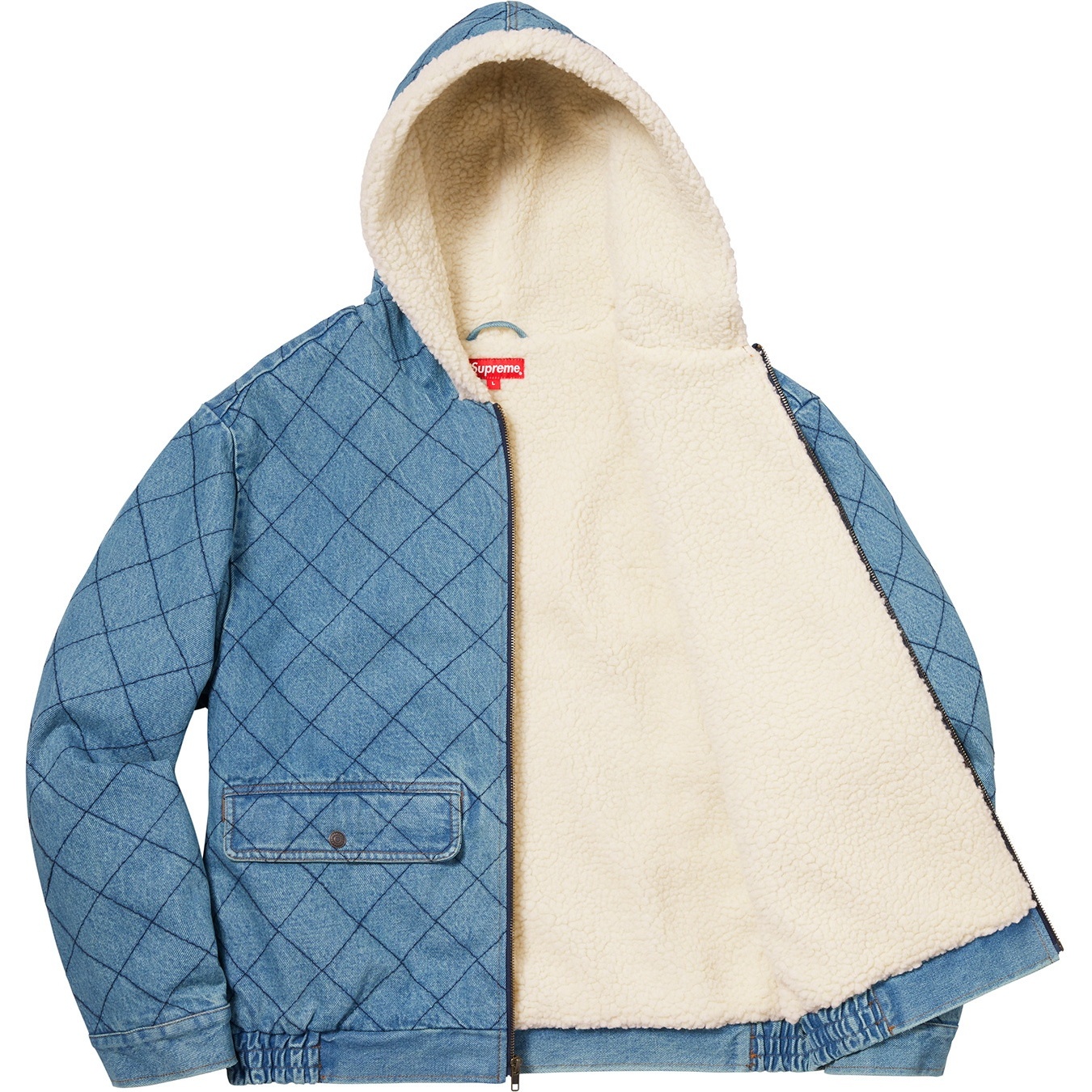 Supreme Quilted Denim Pilot Jacket (FW18) - Washed Blue - $198