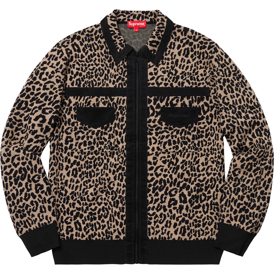 Supreme Corduroy Detailed Zip Sweater (FW18) - Cheetah - $158