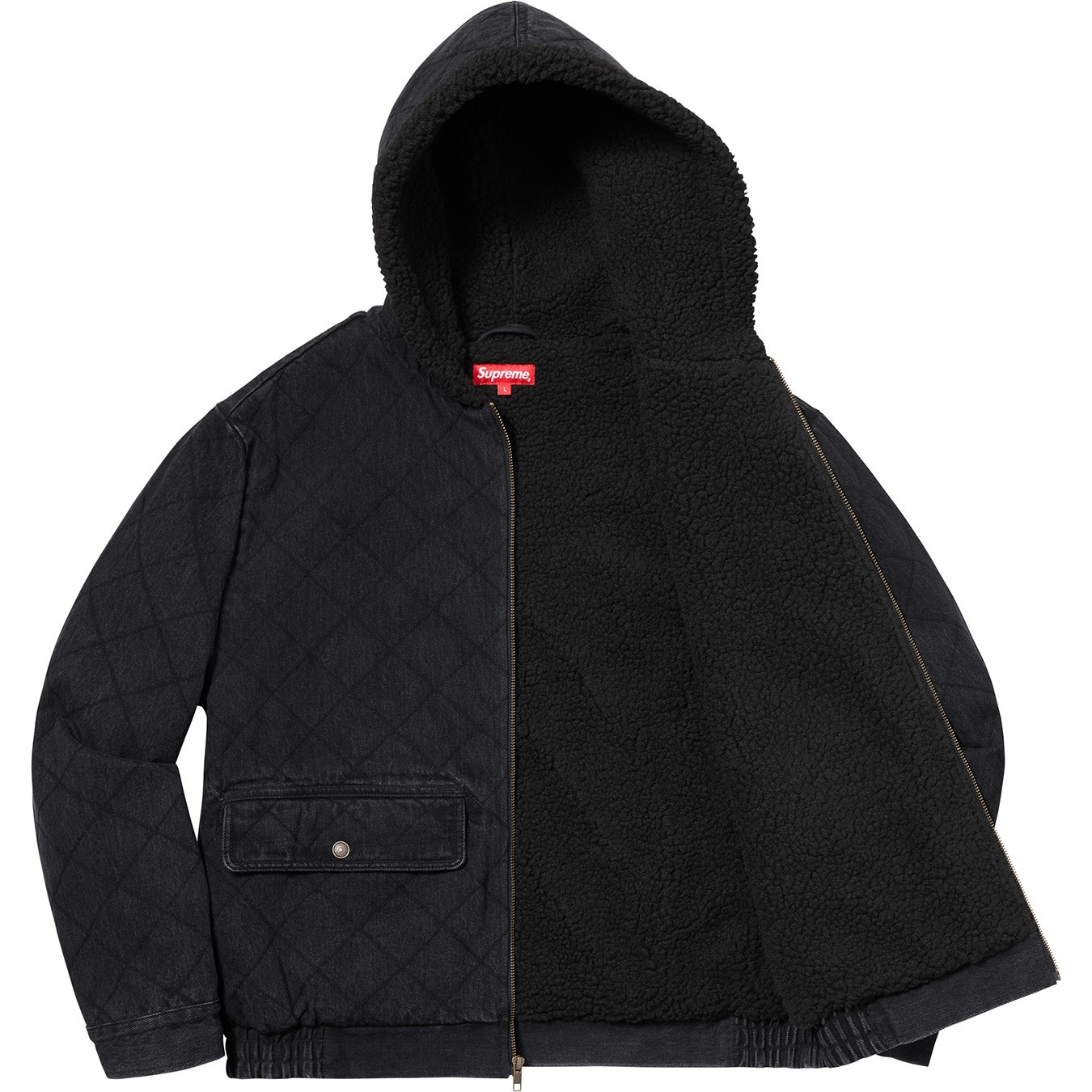 Supreme Quilted Denim Pilot Jacket (FW18) - Washed Black - $198