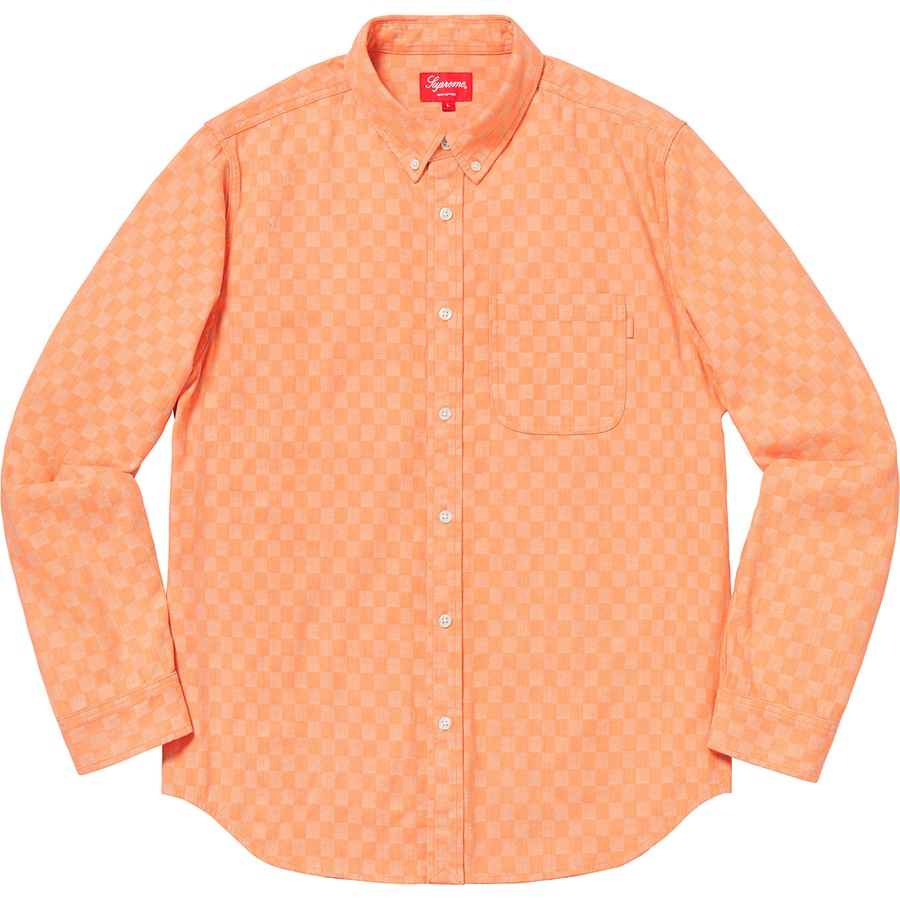 Supreme Checkered Denim Shirt (FW18) - Peach - $138