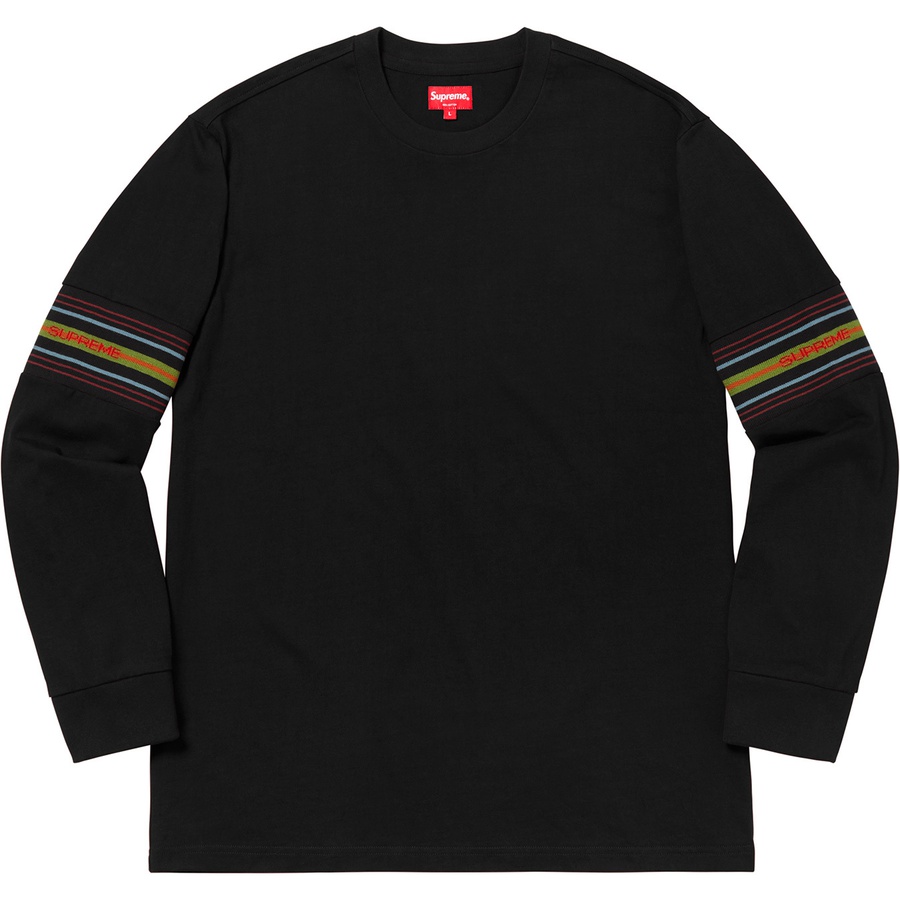 Supreme Knit Panel Stripe L S Top (FW18) - Black - $98