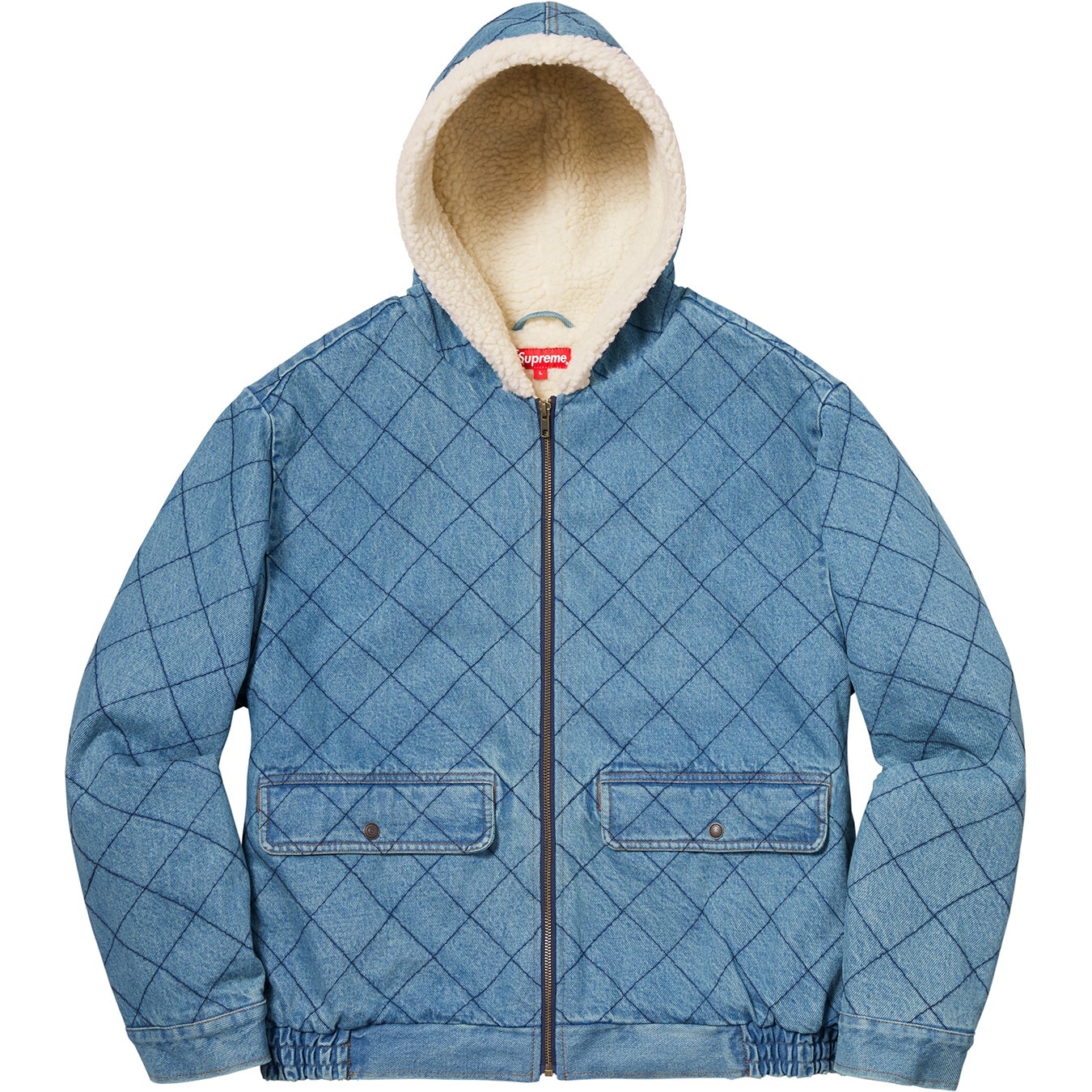 Supreme Quilted Denim Pilot Jacket (FW18) - Washed Blue - $198