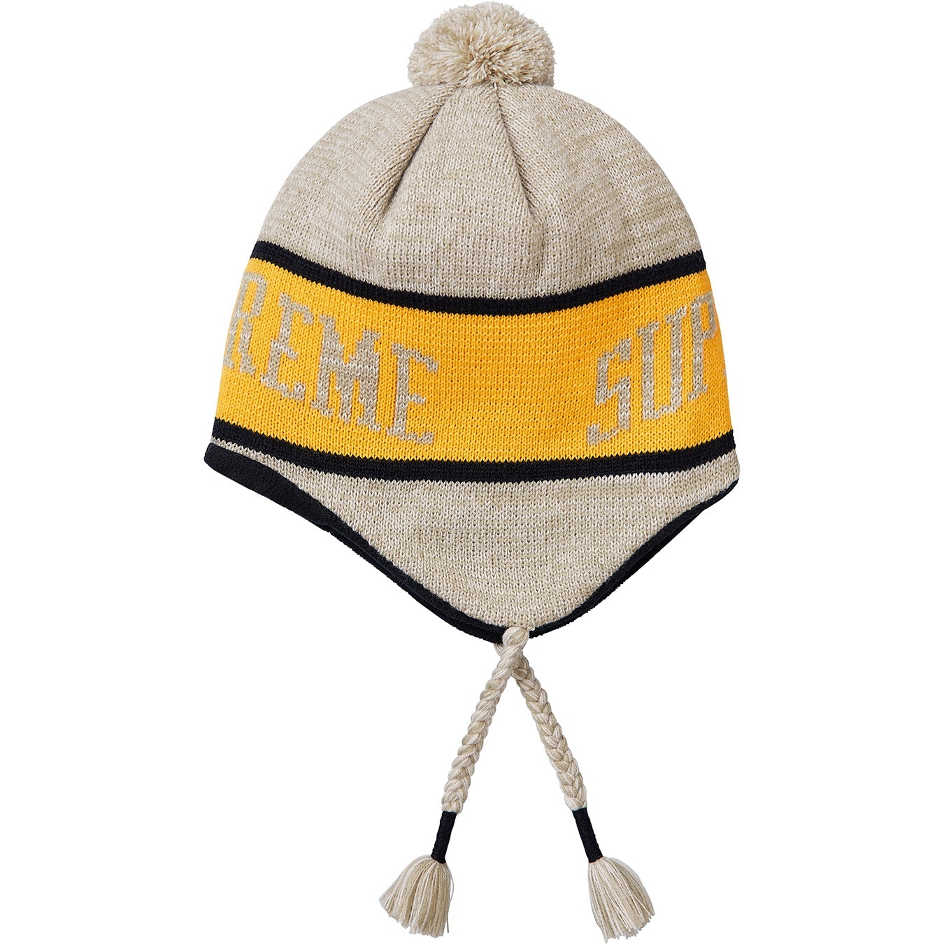 Supreme Heathered Earflap Beanie (FW18) - Oatmeal - $40