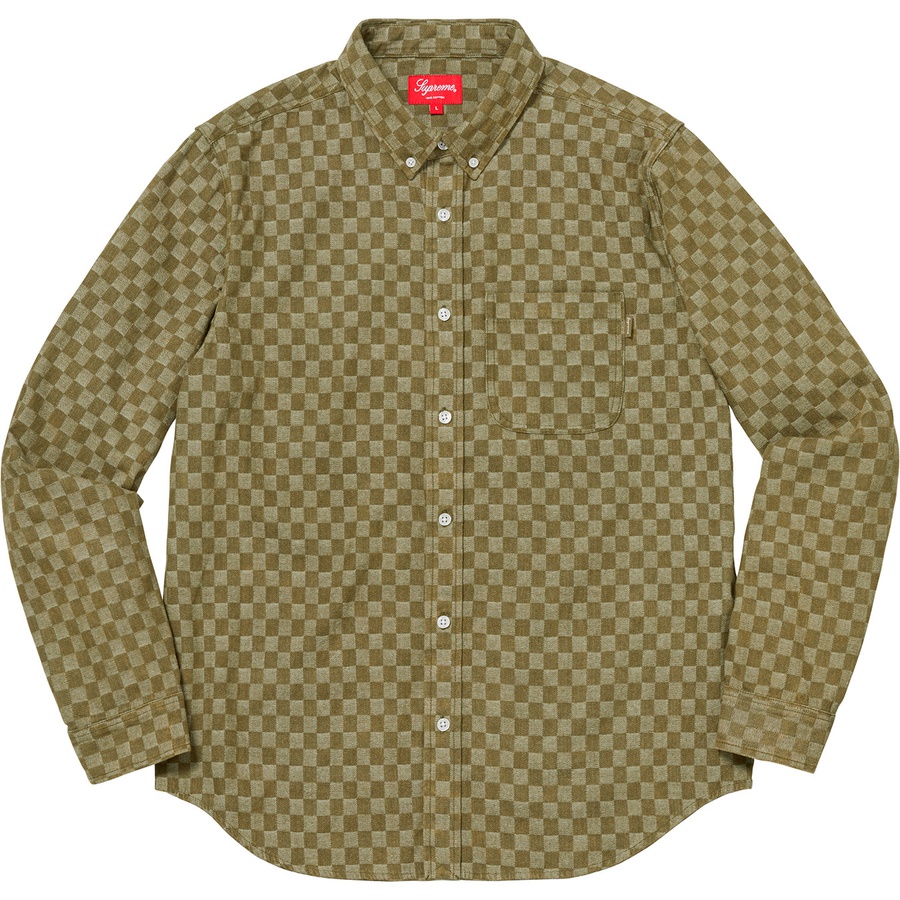 Supreme Checkered Denim Shirt (FW18) - Olive - $138
