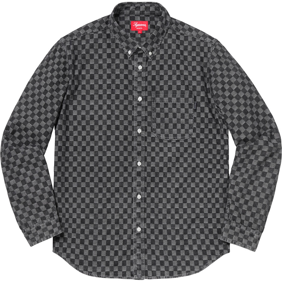 Supreme Checkered Denim Shirt (FW18) - Black - $138