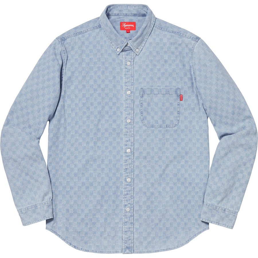 Supreme Checkered Denim Shirt (FW18) - Blue - $138