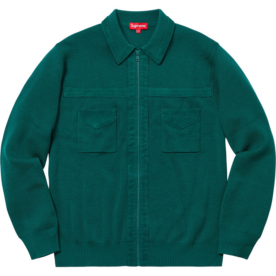 Supreme Corduroy Detailed Zip Sweater (FW18) - Teal - $158