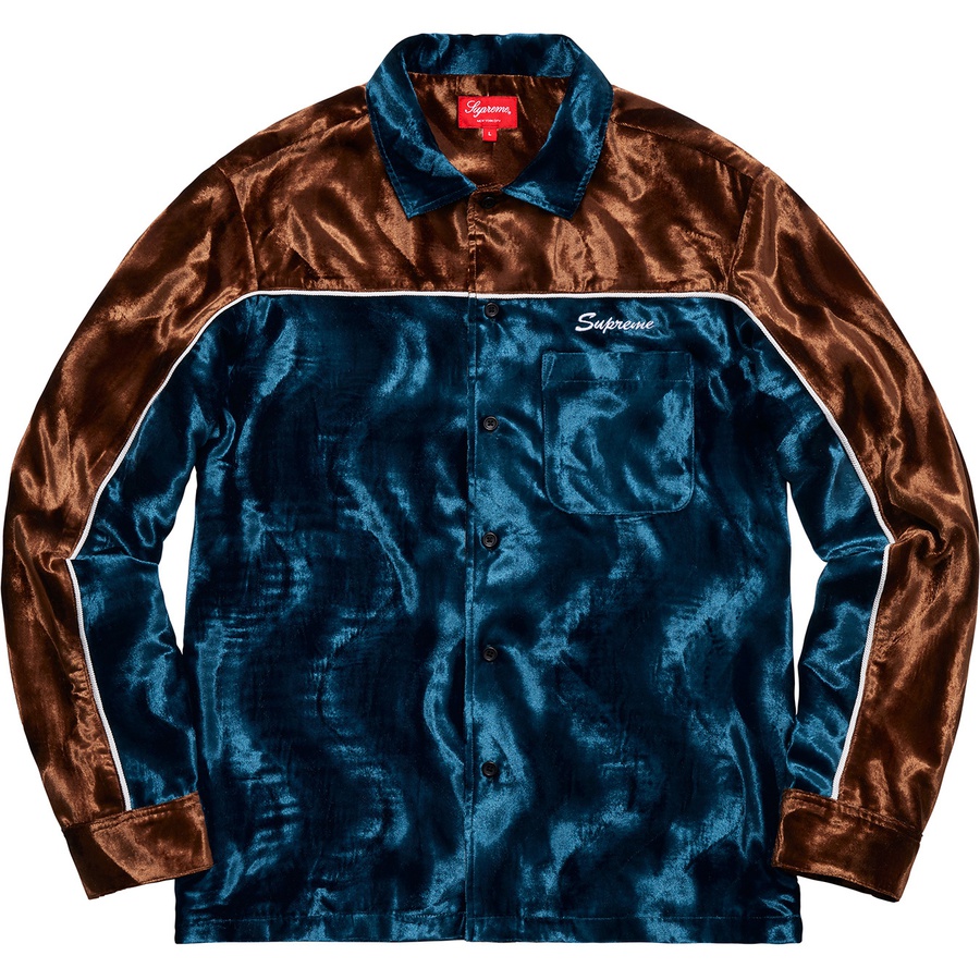 Supreme Velvet Swirl Work Shirt (FW18) - Navy - $138