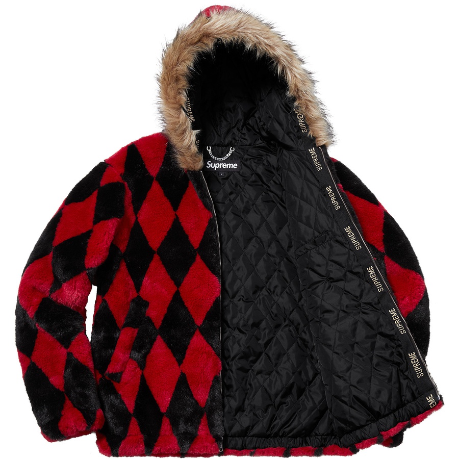Supreme Diamond Faux Fur Jacket (FW18) - Red - $398
