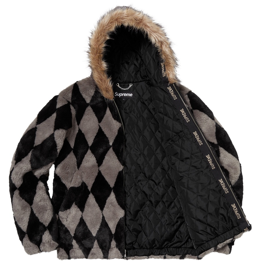 Supreme Diamond Faux Fur Jacket (FW18) - Grey - $398