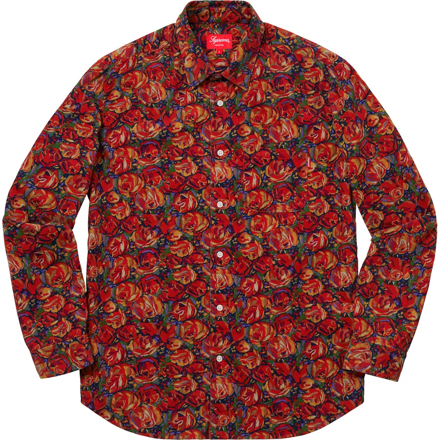 Supreme Roses Corduroy Shirt (FW18) - Red - $128