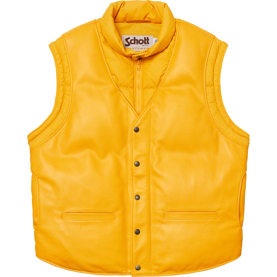 Supreme Supreme Schott Down Leather Vest Puffy Jacket (FW18) - Yellow - $628
