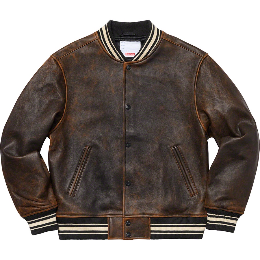 Supreme Leather Varsity Jacket (SS19) - Black - $698